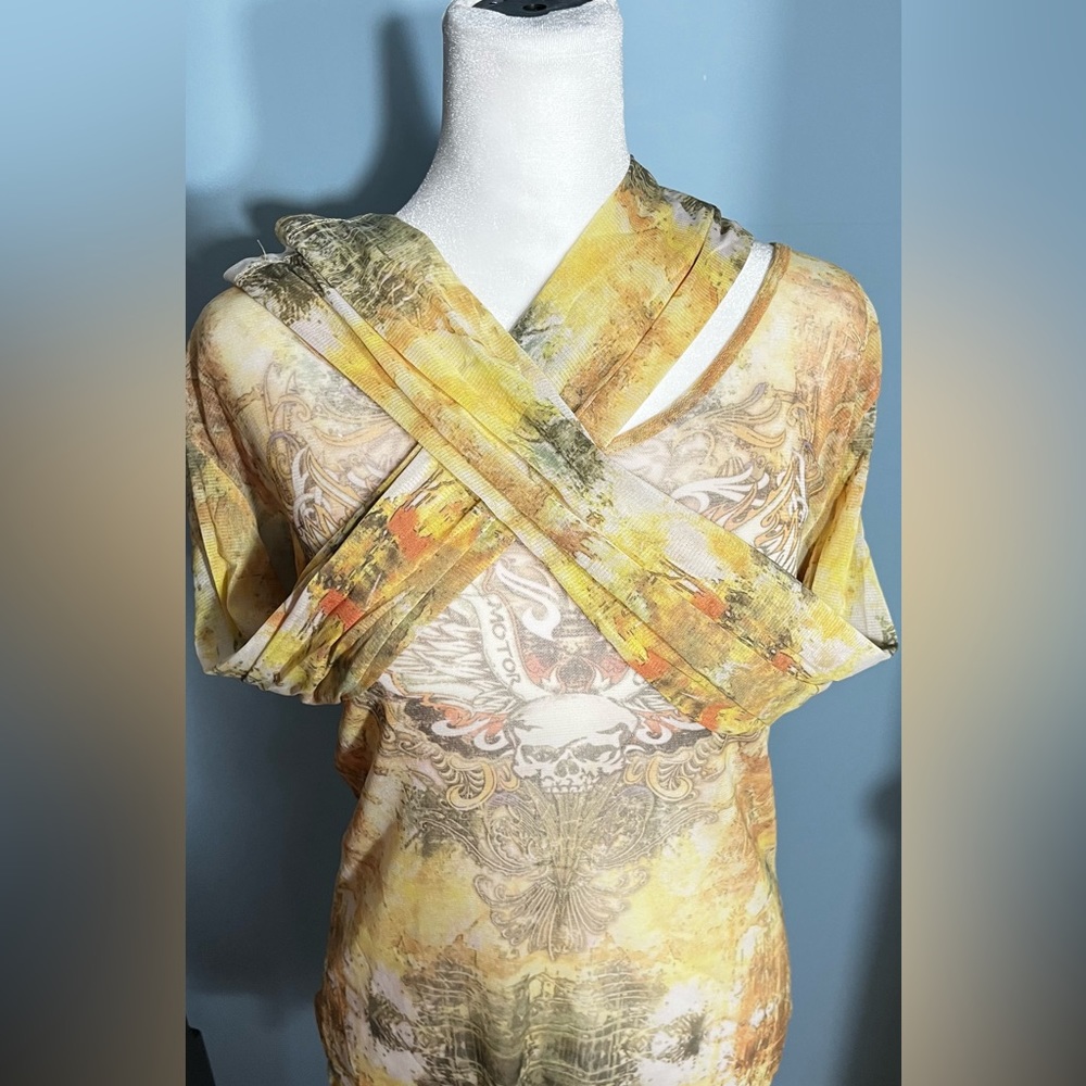 HARLEY DAVIDSON sheer long sleeve tattoo top - Picture 5 of 6